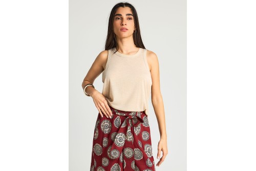 Funky Buddha Μπλούζα Αμάνικη Γυναικεία (FBL013-166-04-WARM-SAND)