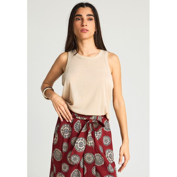 Funky Buddha Μπλούζα Αμάνικη Γυναικεία (FBL013-166-04-WARM-SAND)