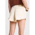 Funky Buddha Γυναικείο Τζιν Σορτς Εκρού
