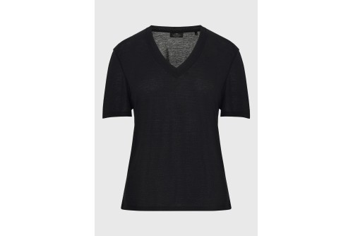 Funky Buddha Rib V-Neck T-Shirt Γυναικείο (FBL013-167-04-BLACK)