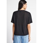 Funky Buddha Γυναικείο Κοντομάνικο T-Shirt Μαύρο