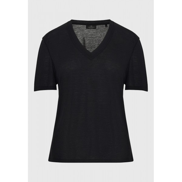 Funky Buddha Rib V-Neck T-Shirt Γυναικείο (FBL013-167-04-BLACK)