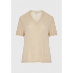 Funky Buddha Γυναικείο Κοντομάνικο T-Shirt Μπεζ