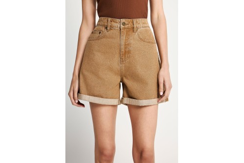 Funky Buddha Turn-Up Hem Σορτς Τζιν Γυναικείο (FBL013-168-03-BROWN-SUGAR)