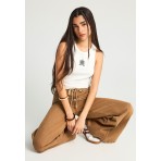 Funky Buddha Wide Leg Γυναικείο Παντελόνι Τζιν Καφέ