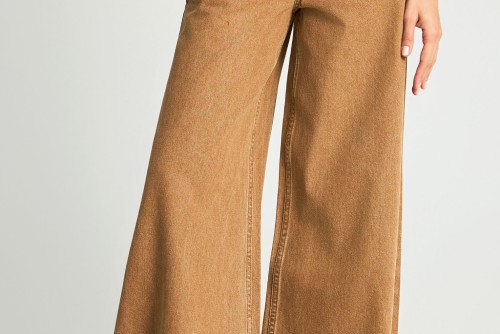Funky Buddha Wide Leg Παντελόνι Τζιν Γυναικείο (FBL013-170-02-BROWN-SUGAR)