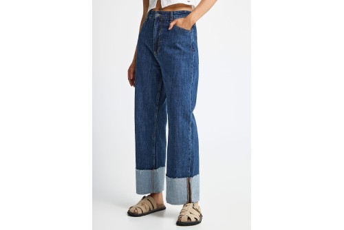 Funky Buddha Turn-Up Παντελόνι Τζιν Γυναικείο (FBL013-172-02-MD-BLUE)