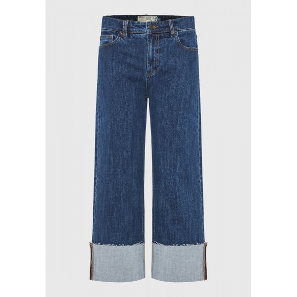 Funky Buddha Turn-Up Παντελόνι Τζιν Γυναικείο (FBL013-172-02-MD-BLUE)