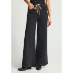 Funky Buddha Wide Leg Γυναικείο Παντελόνι Τζιν Μαύρο