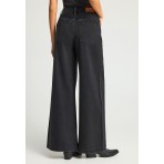 Funky Buddha Wide Leg Γυναικείο Παντελόνι Τζιν Μαύρο
