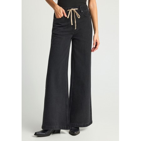 Funky Buddha Wide Leg Γυναικείο Παντελόνι Τζιν Μαύρο