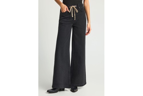 Funky Buddha Wide Leg Παντελόνι Τζιν Γυναικείο (FBL013-173-02-BLACK)