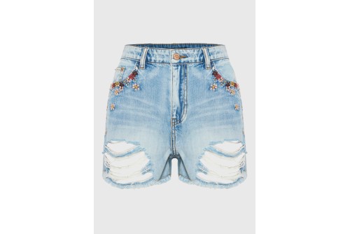Funky Buddha Embroidery Σορτς Τζιν Γυναικείο (FBL013-174-03-LT-BLUE)