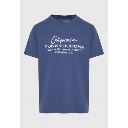 Funky Buddha Ανδρικό Κοντομάνικο T-Shirt Ίντιγκο Μπλε