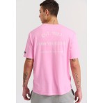 Funky Buddha Garment Dyed Ανδρικό Κοντομάνικο T-Shirt Ροζ