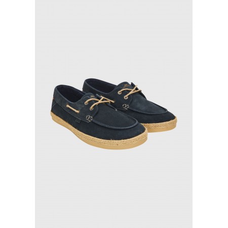 Funky Buddha Ανδρικά Suede Boat Sneakers Μπλε Σκούρα