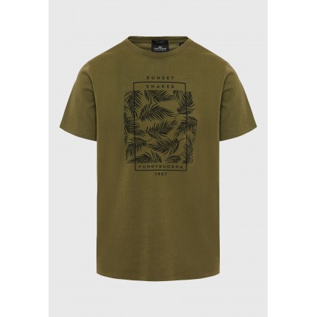 Funky Buddha Botanic Frame Ανδρικό Κοντομάνικο T-Shirt Χακί