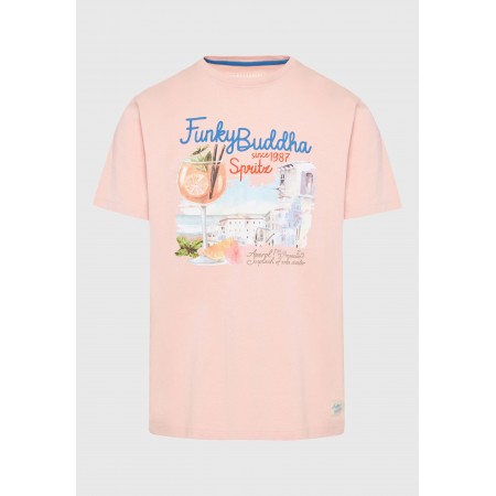 Funky Buddha Vintage Coctail Ανδρικό Κοντομάνικο T-Shirt Ροζ