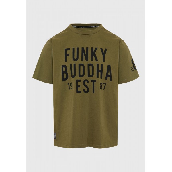 Funky Buddha Ανδρική Μπλούζα Κοντό Μανίκι Με Τύπωμα (FBM009-099-04-KHAKI)