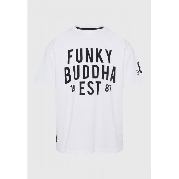 Funky Buddha Ανδρική Μπλούζα Κοντό Μανίκι Με Τύπωμα (FBM009-099-04-WHITE)