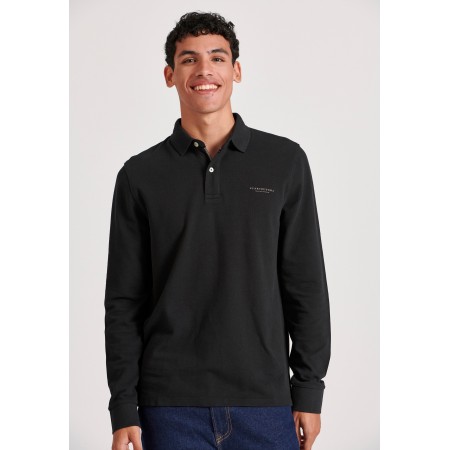Funky Buddha Ανδρική Μακρυμάνικη Μπλούζα Polo Μαύρη