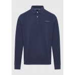 Funky Buddha Ανδρική Μακρυμάνικη Μπλούζα Polo Μπλε Σκούρο