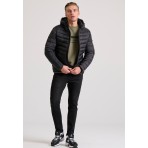 Funky Buddha Ανδρικό Μπουφάν με Αποσπώμενη Κουκούλα Μαύρο