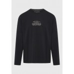 Funky Buddha Ανδρική Μπλούζα Μακρυμάνικη με Λαιμόκοψη Μαύρη