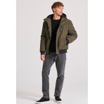 Funky Buddha Ανδρικό Bomber Μπουφάν με Κουκούλα Χακί