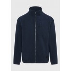 Funky Buddha Ανδρική Fleece Ζακέτα Μπλε Σκούρα