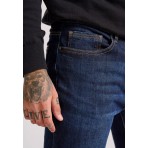 Funky Budda Ανδρικό Τζιν Παντελόνι Τapered Fit με Washed & Whisker Εφέ Μπλε Σκούρο 