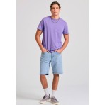 Funky Buddha The Essentials Ανδρική Κοντομάνικη Μπλούζα Λιλά