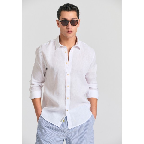 Funky Buddha Πουκάμισο Μακρυμάνικο Ανδρικό (FBM011-001-05-WHITE)