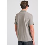 Funky Buddha The Essentials Ανδρική Κοντομάνικη Μπλούζα Πόλο Γκρι