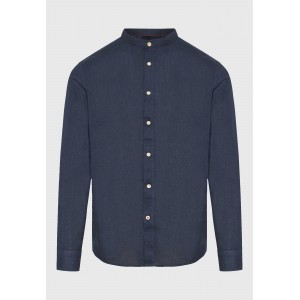 Funky Buddha Garment Dyed Mao Πουκάμισο Μακρυμάνικο Ανδρικό (FBM011-003-05-NAVY)