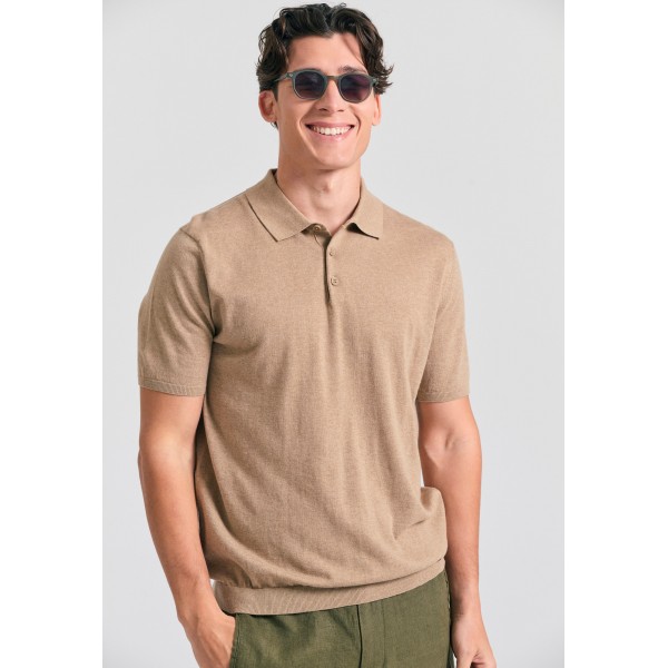 Funky Buddha Ανδρικό  Πλεκτό Με Γιακά Πόλο (FBM011-005-09-BEIGE-MEL)