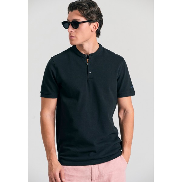 Funky Buddha Ανδρική Μπλούζα Πόλο Με Γιακά Mao (FBM011-005-11-BLACK)
