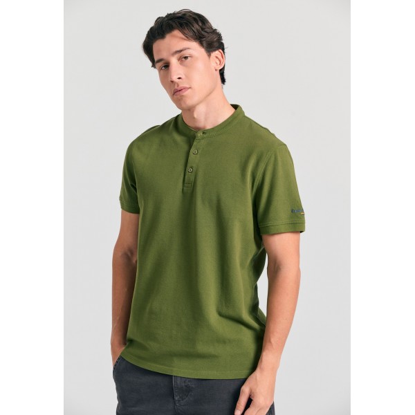 Funky Buddha Ανδρική Μπλούζα Πόλο Με Γιακά Mao (FBM011-005-11-KHAKI)