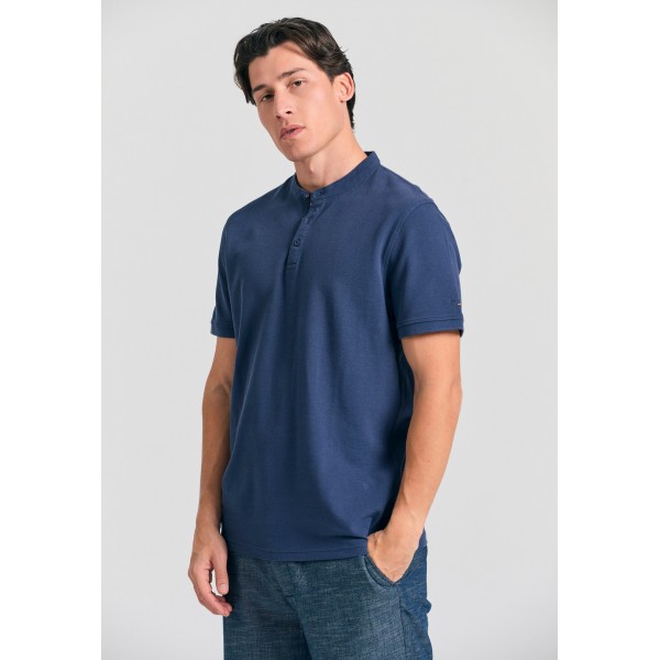 Funky Buddha Ανδρική Μπλούζα Πόλο Με Γιακά Mao (FBM011-005-11-NAVY)