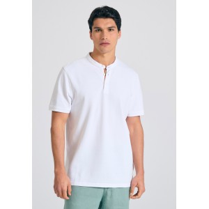 Funky Buddha Ανδρική Μπλούζα Πόλο Με Γιακά Mao (FBM011-005-11-WHITE)