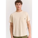 Funky Buddha Ανδρικό Κοντομάνικο T-Shirt Εκρού