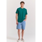 Funky Buddha Ανδρικό Κοντομάνικο T-Shirt Πετρόλ