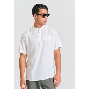 Funky Buddha Linen Blend Πουκάμισο Κοντομάνικο Ανδρικό (FBM011-006-05-WHITE)