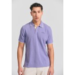 Funky Buddha Ανδρική Κοντομάνικη Μπλούζα Polo Λεβάντα