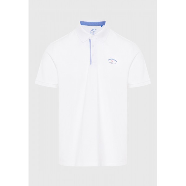 Funky Buddha Ανδρική Μπλούζα Με Γιακά Πόλο (FBM011-008-11-WHITE)