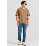 Funky Buddha Ανδρικό Κοντομάνικο T-Shirt Καφέ