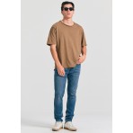 Funky Buddha Ανδρικό Κοντομάνικο T-Shirt Καφέ