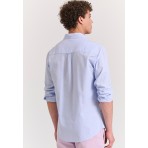 Funky Buddha Ανδρικό Oxford Μακρυμάνικο Πουκάμισο Γαλάζιο