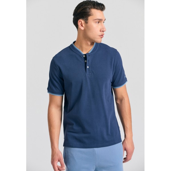 Funky Buddha Ανδρική Μπλούζα Με Γιακά Πόλο (FBM011-009-11-NAVY)