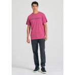 Funky Buddha Ανδρικό Κοντομάνικο T-Shirt Ροζ